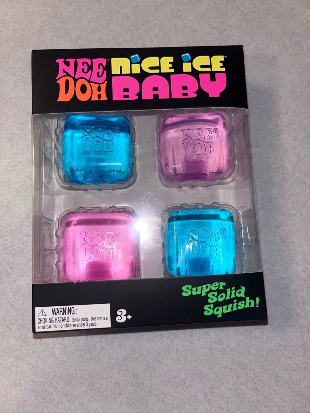 NeeDoh Nice Ice Baby Super Solid Squish Sensory Cubes - Blue & Pink